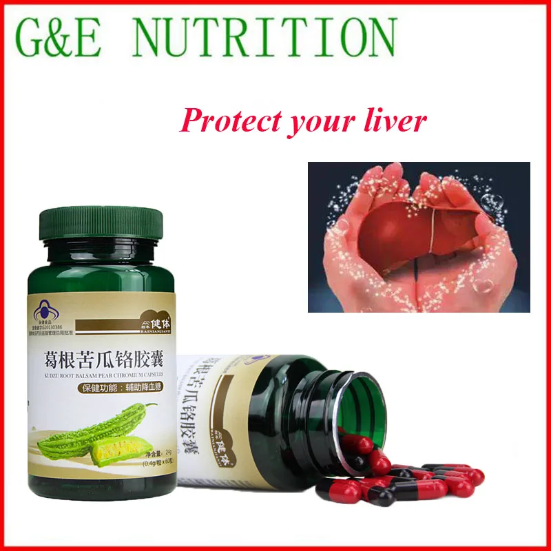 

400mg*60pcs/bottle Hypoglycemic, Protecting Liver Kudzu Root Balsam Pear Chromium Capsules with free shipping