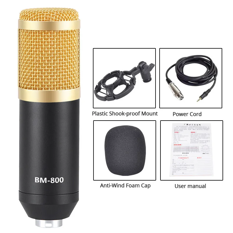 

Microphone BM 800 Studio Microphone for Computer 3.5mm jack Professional Condenser Microphones Karaoke Mic Microfono Mikrofon