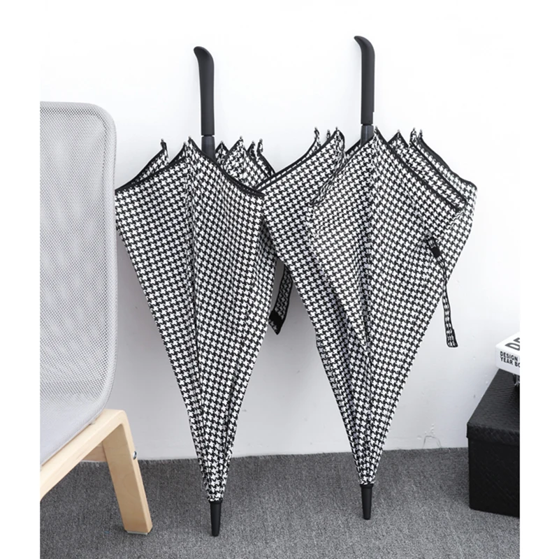 Straight Unisex 8 Ribs Umbrella Long Handle Stronger Windproof Rain