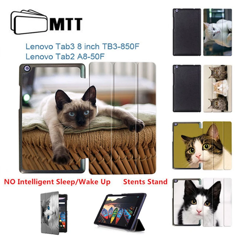 

MTT Cats Painted Stand Pu leather case cover For Lenovo tab 3 8.0 TB3 850 850F 850M 2016 tablet funda cases tab2 A8-50F A8-50LC