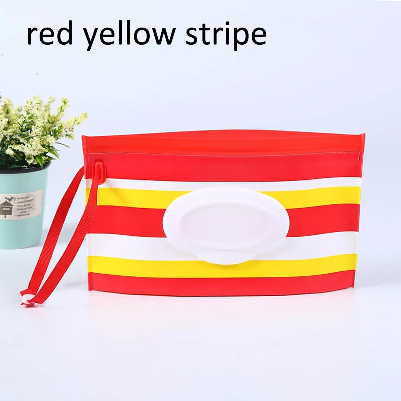 1 шт 24*14 см влажные салфетки сумка влажные салфетки косметичка салфетки коробка диспенсер Портативный чехол для троса коробка для салфеток - Цвет: red yellow stripe