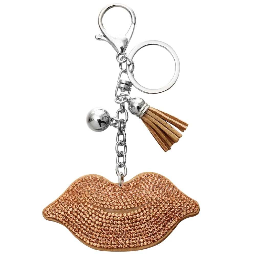 

2019 brand Cloth Lips Handmade Cute gold silver keychain for Women Car Pendant hot Girl Statement fashion Jewelry Bag key chain
