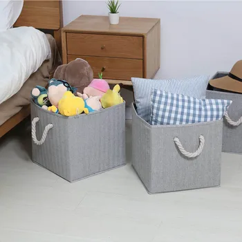 

Foldable Hangerlink Fabric Storage Cube Bins with Cotton Rope Handle, Collapsible Resistant Basket Box Organizer for Shelves