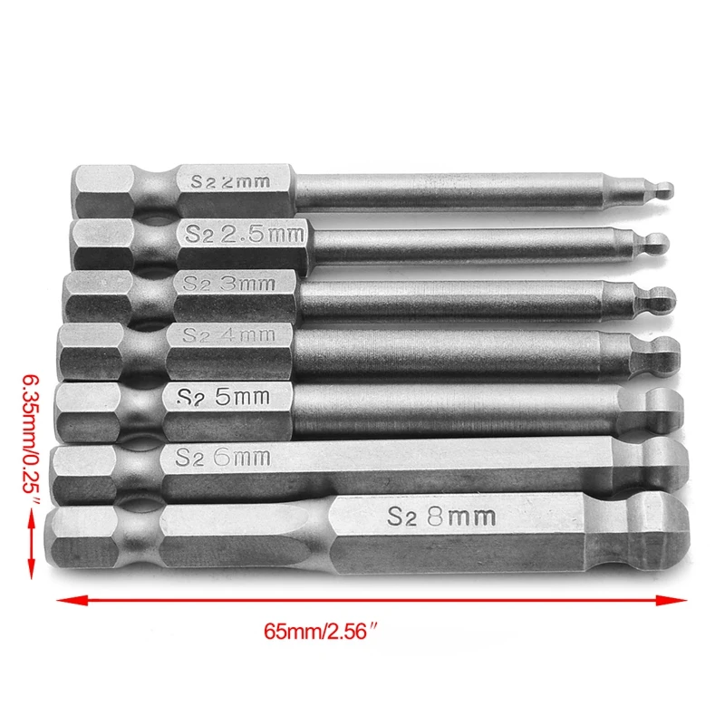 7 шт. 2," набор магнитных отверток с шестигранной головкой и шариковым наконечником, сверла для электроинструмента