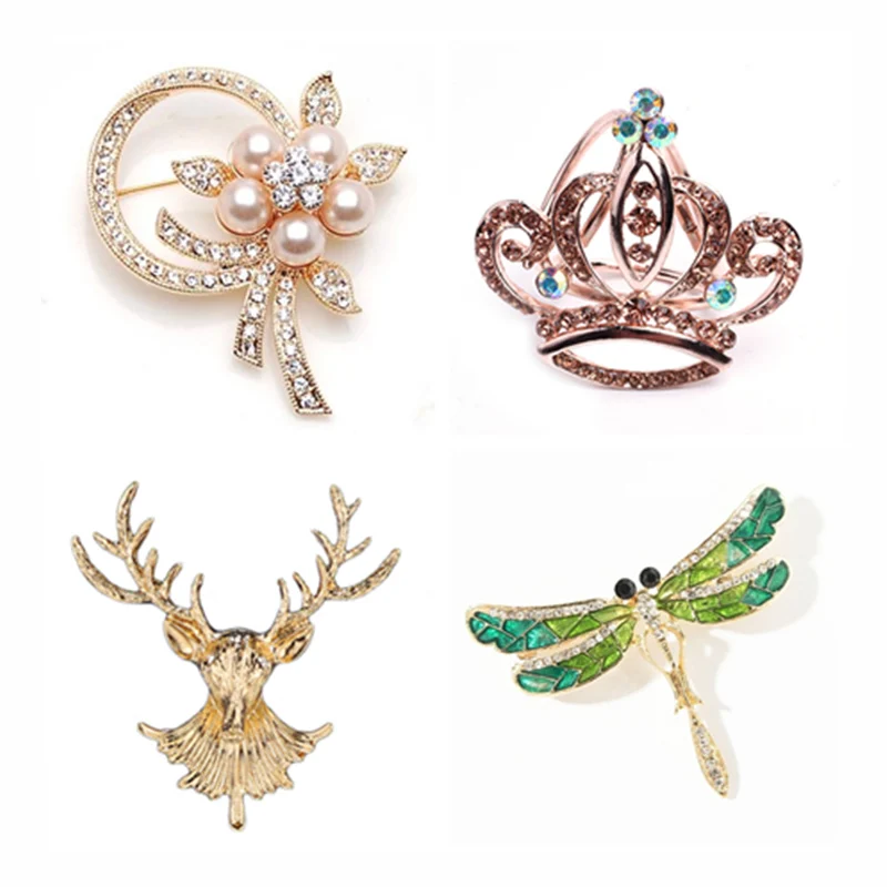 

Hot Fashion Charm Crystal Crown Brooch Retro Big Royal Rhinestones Brooches Woman Jewelry Wedding Corsage Handmade Fine Gift