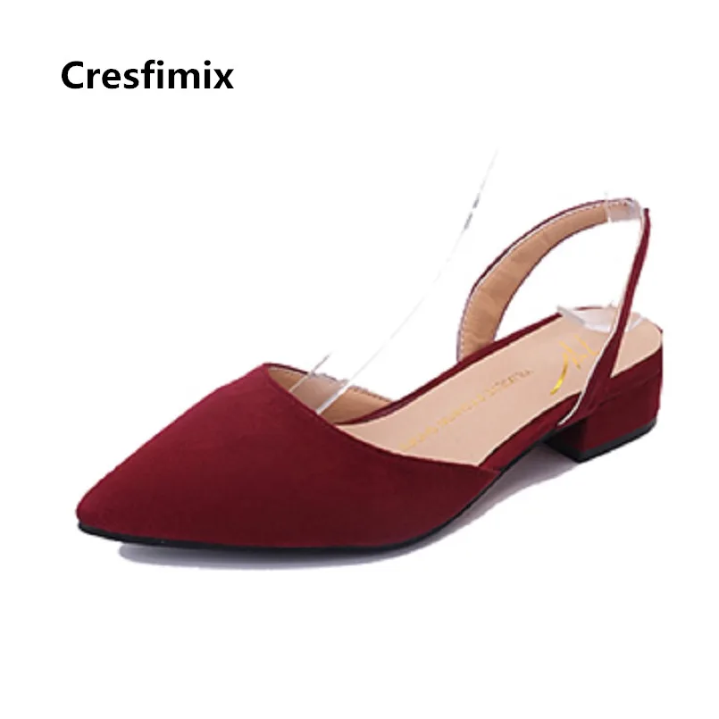

Cresfimix talons hauts women cool flock pointed toe spring slip on office shoes lady sweet casual comfortable black shoes b3111