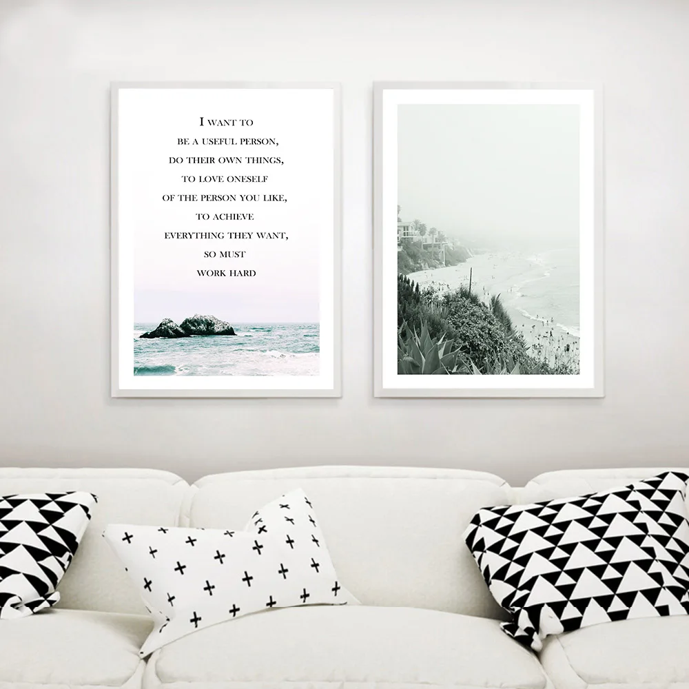 Life-Motivational-Quote-Art-Poster-Canvas-Prints-Seascape-Coconut-Tree-Painting-Wall-Picture-Decorative