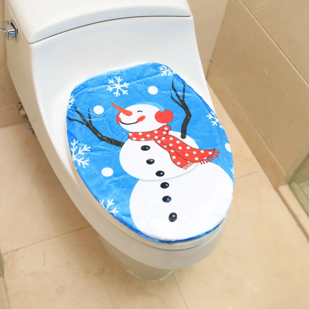 Christmas Home Decorations for Snowman Santa Claus Toilet Lid Cover New Year Xmas Christmas Ornaments Bathroom Supplies