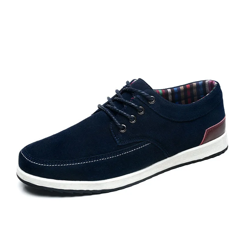 

SUROM Men Spring Leather Skateboarding Shoes Lace Up Breathable Lightweight Sneakers Low Top Classic Male Sport Sneakers
