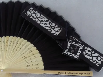 

100pcs/lot Customize 21cm Personalized Silk Wedding Hand Fans Wedding& Party Decoration Favors ( Customized Silk fan )