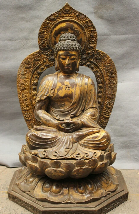 Gratis Pengiriman 22 Folk Cina Bronze Gilt Buddhisme Shakyamuni Sakyamuni Buddha Statue Bowl Statue Statue Bronzestatues Buddha Aliexpress