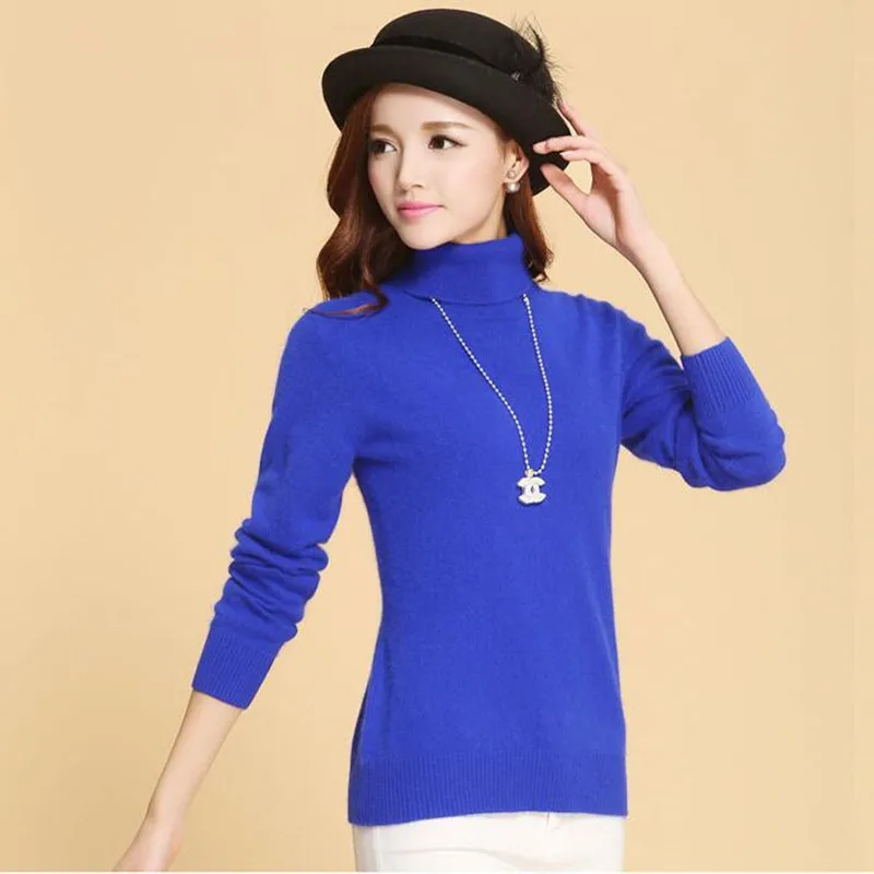 Ceny Jesień zima kaszmirowy sweter z dzianiny kobiet sweter Plus rozmiar sweter z golfem kobiet podstawowe wydłużony sweter ciepłe bluzki H533