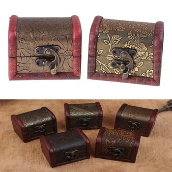 

1/6 Dollhouse Miniature Thumbnails Furniture Wooden Case Storage Containing Treasure Chest Box Toy Accessory 8*6*6cm