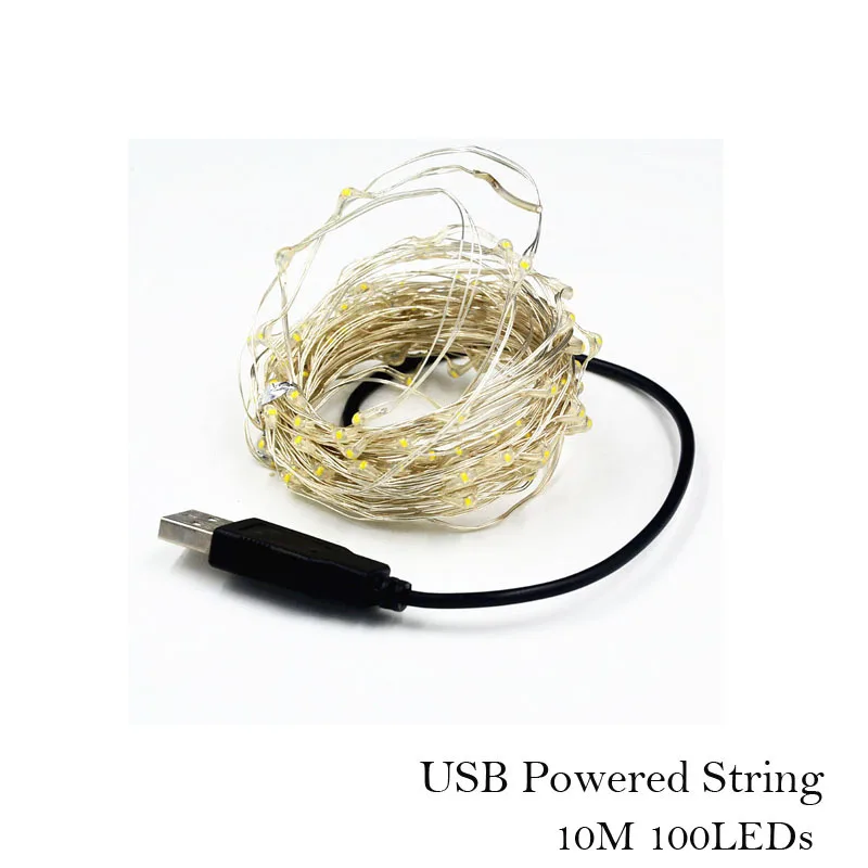 SPLEVISI 2M 3M 5M 10M USB Powered / Battery Powered Silver led string fairy lights garland Party Christmas Tree Decoration Light SPLEVISI 2M 3M 5M 10M USB Powered / Battery Powered Silver led string fairy lights garland Party Christmas Tree Decoration Light