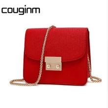 

COUGINM Brand Bags Women PU Leather Handbags Chain Lock Small Women Messenger Bag Candy Color Teenage Girl Shoulder Bag Party