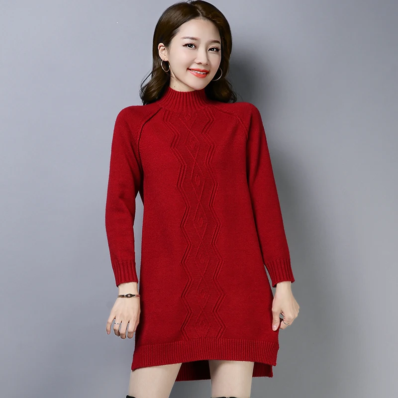 ^*Best Offers XL 6 Colors Brand Sweater Fall Winter Women Long Sweater New Solid Color Wave Pattern Irregular Slit Bottoming Sweater Pullovers