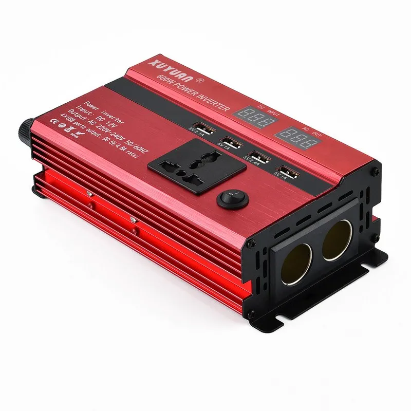 12v DC AC Power Inverter Dual Display Peak Power 600W Inverter Car Charger Adapter Converter Modified Sine Car Power Inverter (4)