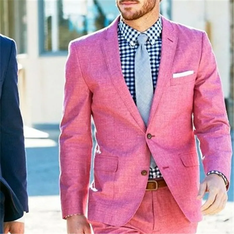 High Quality Hot Pink Casual Men Suit For Wedding 2Pieces(Jacket+Pant ...