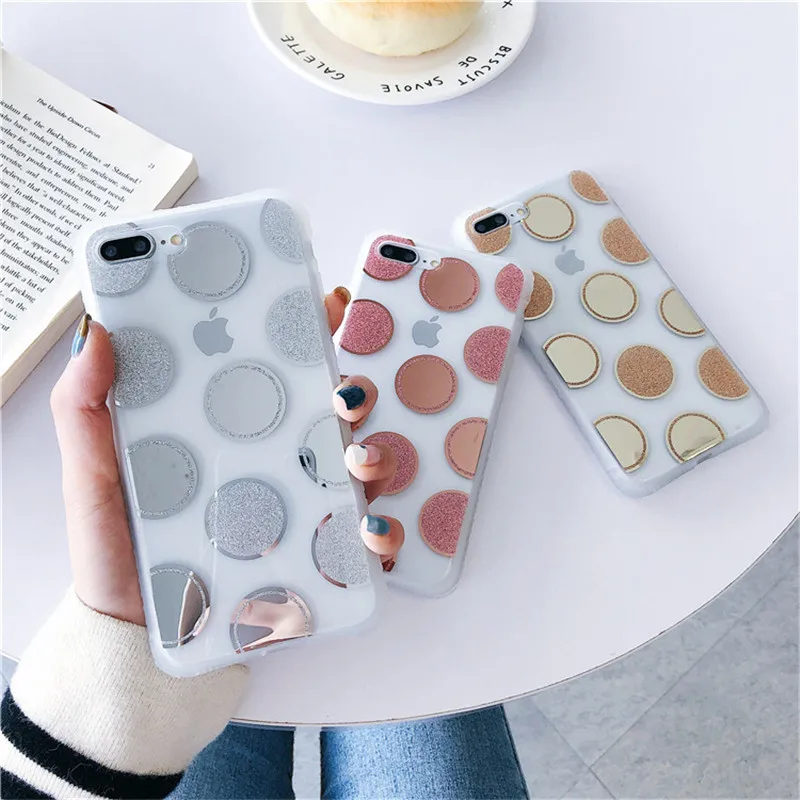 

Super anti-drop transparent plating Wave point phone case For iphone XS MAX XR X 6 6s 7 8plus case fashion soft TPU back cover
