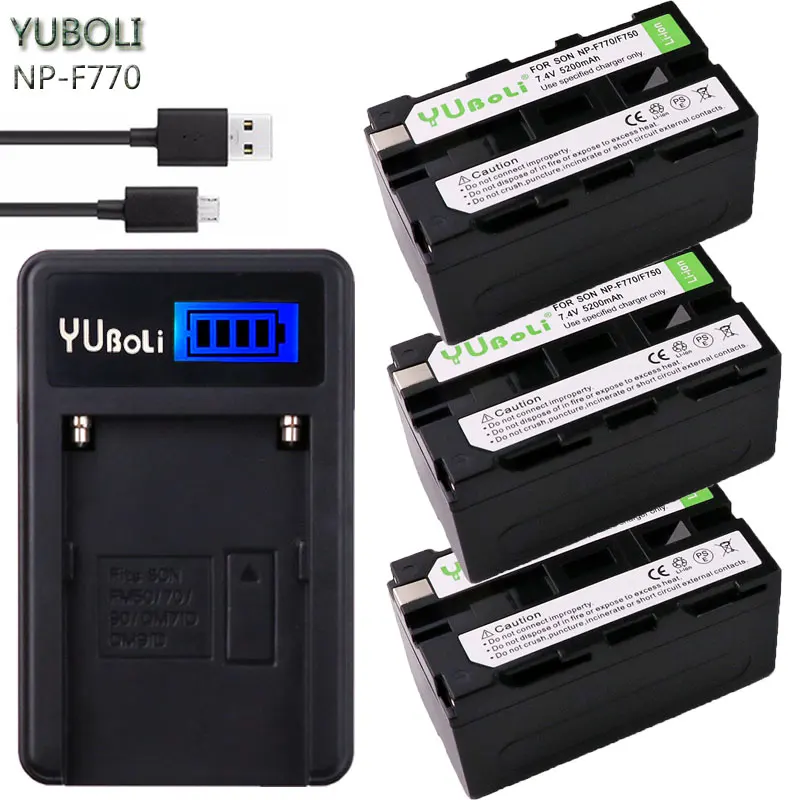 

3x bateria F750 NP-F750 NP-F770 Li-ion Battery + LED USB Charger for Sony NP F970 F960 ccd-tr917 ccd-tr940 ccd-trv101 ccd-trv215