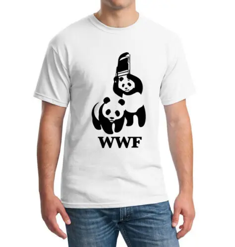 WWF مضحك الباندا الدب مضحك بانكسي السومو المصارعة T قميص أسود/WHITE2019 المألوف العلامة التجارية 100% القطن قميص مطبوع برقبة مستديرة تي شيرت