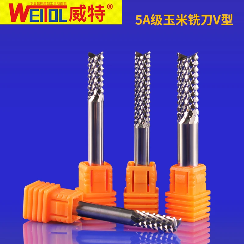WeiTol 5A free shipping V shape corn teeth end mill Tungsten steel Corn