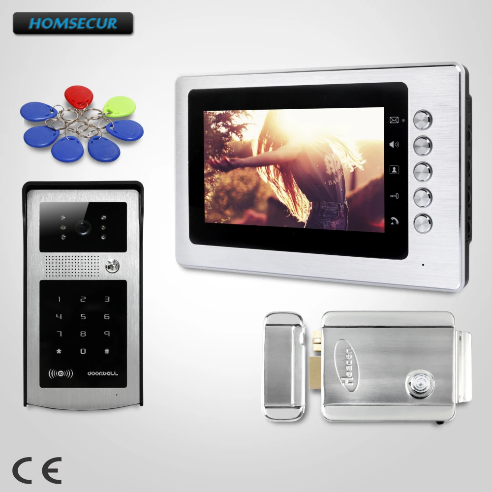 

HOMSECUR 7" Video Door Intercom System Electric Strike Lock Set Included for Apartment XC004-S+XM705