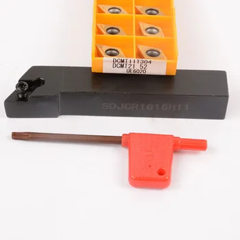 

DCMT11T304 Tool Inserts Turning Blade T15 Wrench Kit 16*100mm External Holder Bar 10pcs SDJCR1616H11