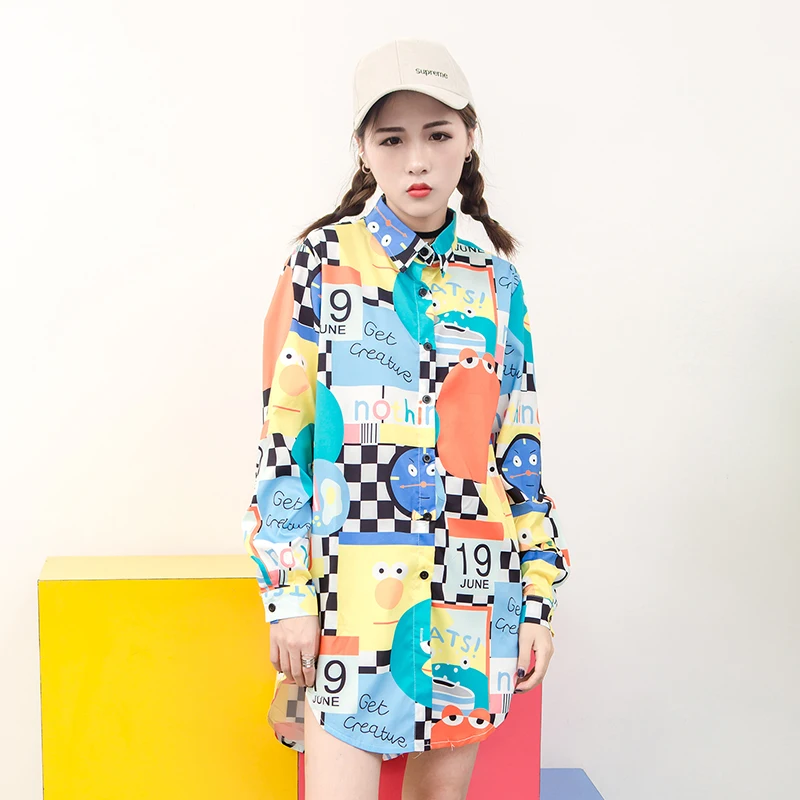 2018 Новый Harajuku ветер женский птица яйцо Свободные нагрудные кофта с длинными