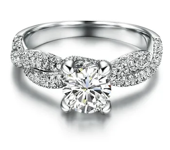 

Equisite Quality Solid 585 White Gold Reliable Twist Setting 2CT Synthetic Carbon Ring Women Wedding Jewelry G585