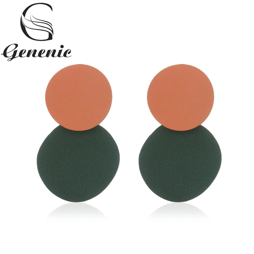 

Irregular Double Circle Drop Dangle Earrings Autumn Winter Alloy For Women Jewelry Two Color Blocking Geometric Round Earrings
