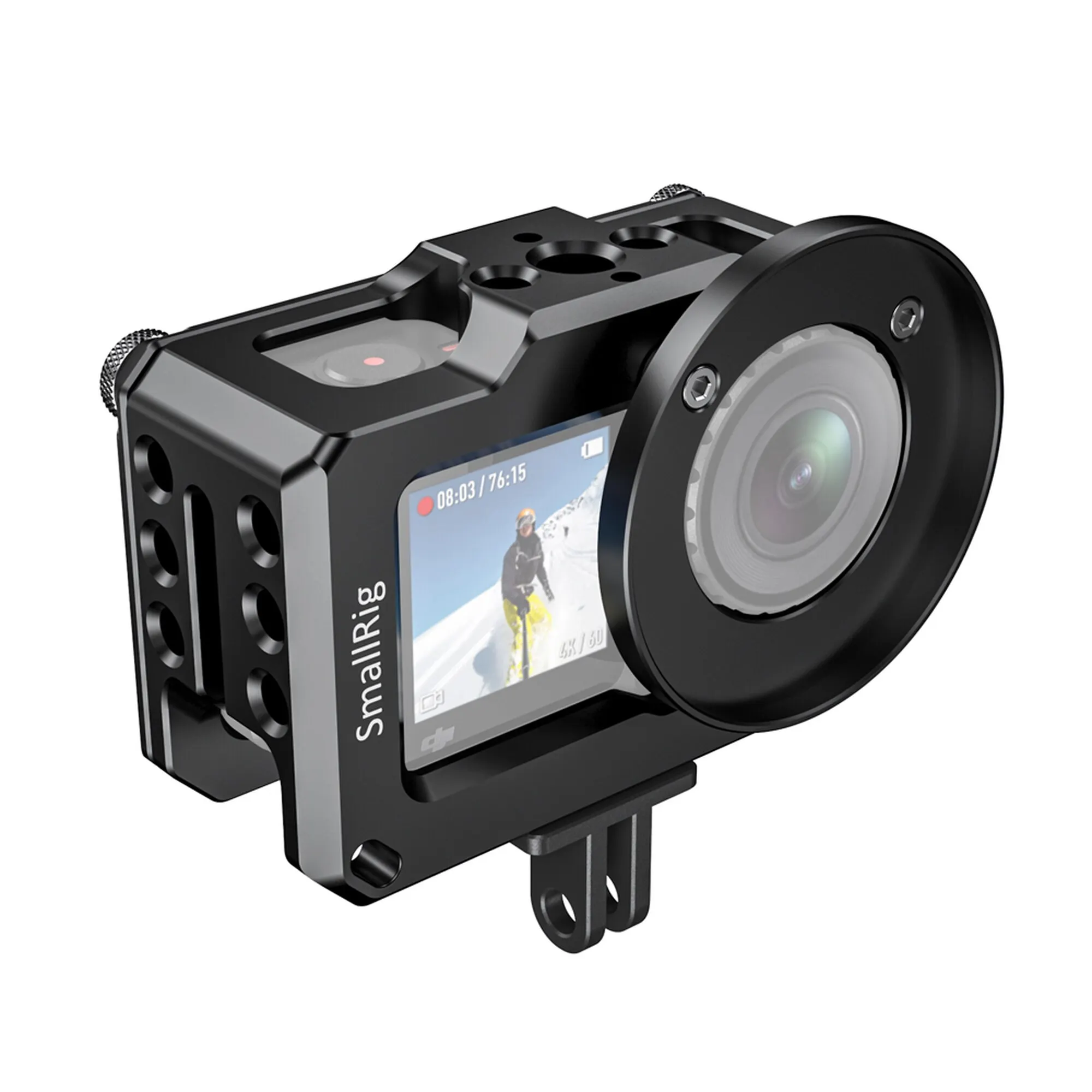 SmallRig ACTION Camera Cage Protective Case for DJI Osmo Action Camera Accessories W/ 52mm Adapter for Filters & Wide Angle Lens