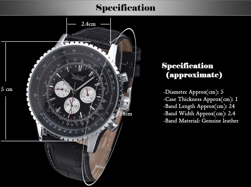 Новая мода JARAGAR механические часы Для мужчин Элитный бренд классический Автоматический 6 булавки календари циферблат кожаный ремешок платье наручные часы