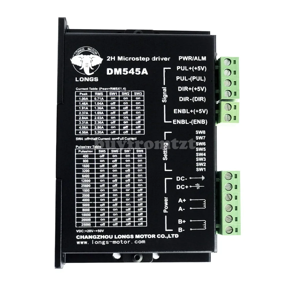 

Nema23/34 Micro stepping Motor Driver DM545A Peak 4.5A DC+20~+50V 128 Microstep