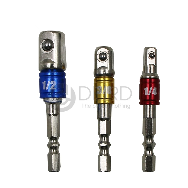 3 шт./компл. цвет 1/4 &quot3/8&quot 1/2 &quotсталь гнездо адаптера Hex набор с хвостовиком