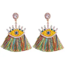 ZWPON Seed Beaded Crystal Evil Eye Colorful Tassel Earrings for Women Fashion Statement Earrings Jewelry Wholesale ZWPON Seed Beaded Crystal Evil Eye Colorful Tassel Earrings for Women Fashion Statement Earrings Jewelry Wholesale