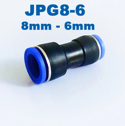 10 x JPG8-6 Air Pneumatic 8mm to 6 mm Straight Push in Connectors Quick Fittings 