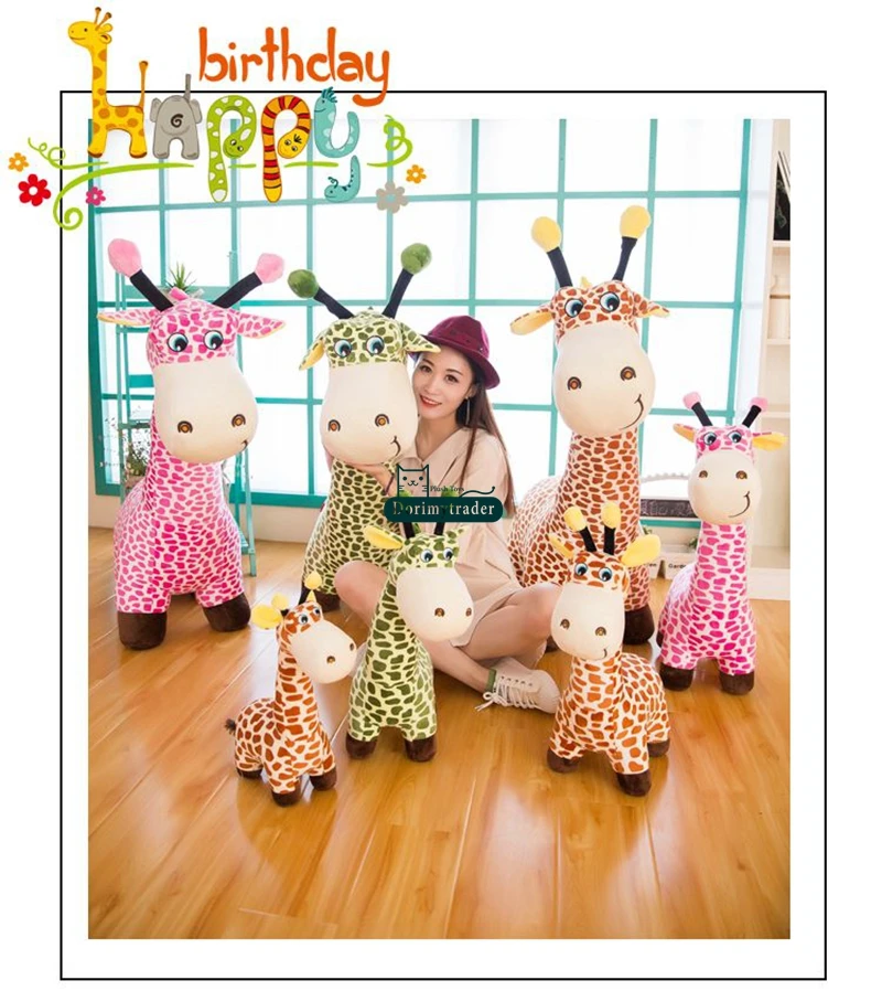 Dorimytrader New 100cm Giant Cute Soft Cartoon Giraffe Plush Toy Stuffed Animal Giraffe Doll Pillow Kids Play Toys Gift 39inches DY61686 (14)