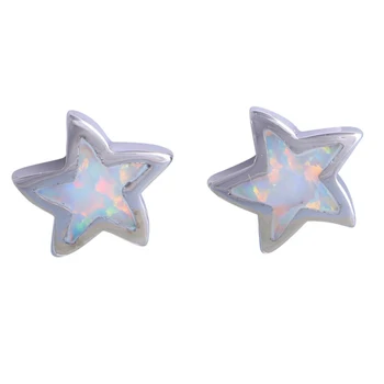 

Party Jewelry Silver Color Jewelry White Opal Earrings Stud Earrings For Teen Girls Fashion Jewelry E028