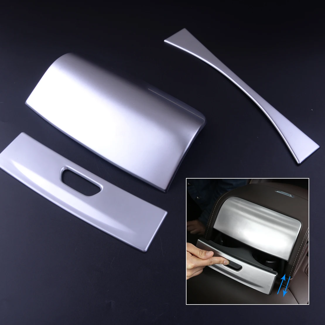 CITALL 3pcs/set ABS Chrome Plated Car Rear Armrest Cup Holder Cover