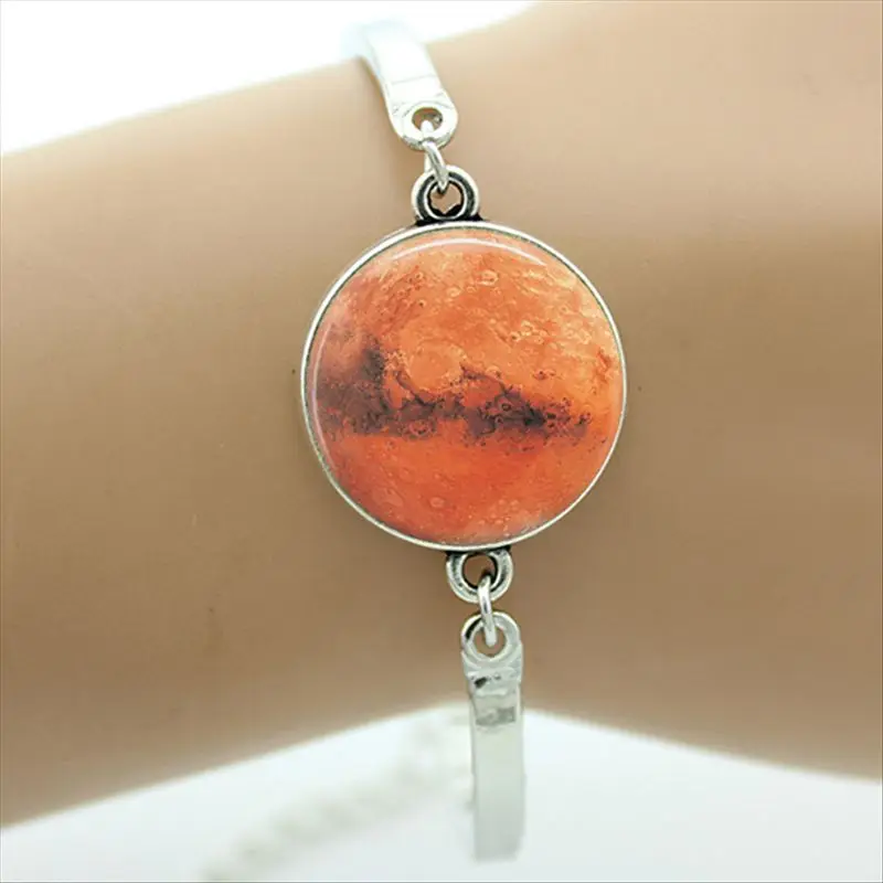 

Mars Planet Charm bangle, mars jewelry galaxy space universe gift for men women bracelets bangles Round