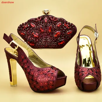

doershow nice-looking Shoe and Bag Set New Women Shoes and Bag Set In Italy red Italian Shoes with Matching Bags Set!HTA1-9