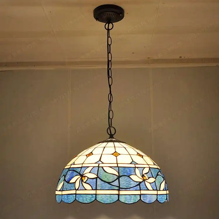 Popular Antique Stained Glass-Buy Cheap Antique Stained Glass Lots 16-inch Laburnum simple European antique chandelier lighting Tiffany stained glass nostalgic fondue restaurant chess - Popular Antique Stained Glass-Buy Cheap Antique Stained Glass Lots