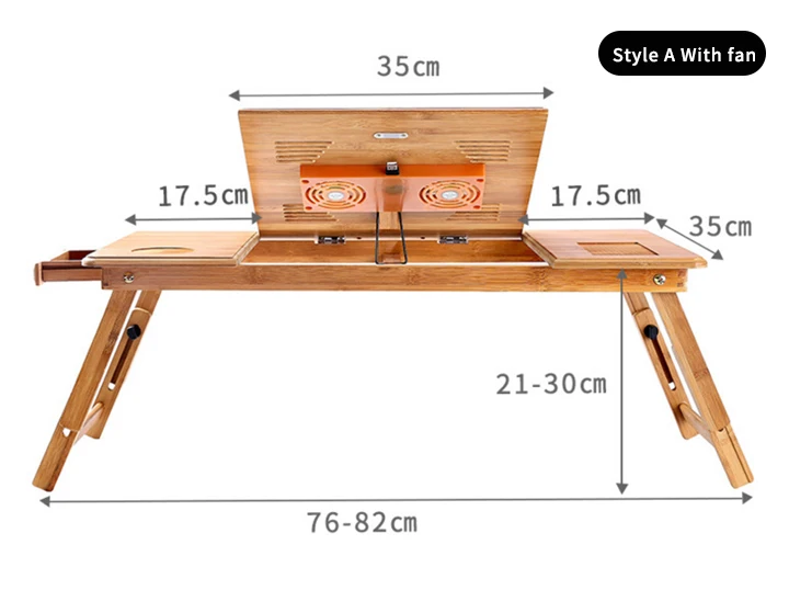 SUFEILE негабаритный стол для ноутбука складной портативный компьютерный настольный домашний простой обеденный столик деревянный офисный простой стол для учебы - Цвет: XL Style A With fan