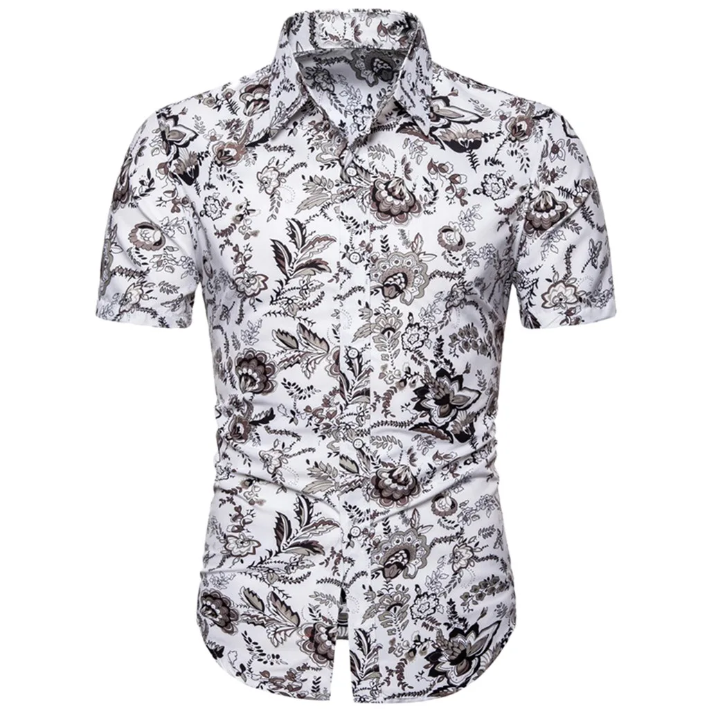 YOUYEDIAN, гавайская Мужская рубашка с коротким рукавом, с принтом, с отложным воротником, рубашка, топы, свободная, повседневная, с принтом, camisa masculina