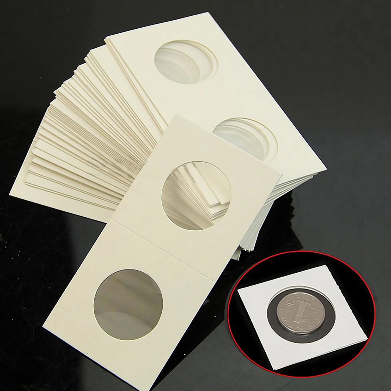 50PCS 40mm Cardboard Paper Coin Tokens Medallions Badges Holder Flip Protector for Collector Collection Supplies |