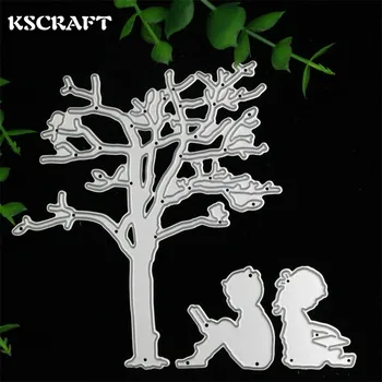

KSCRAFT Tree and Children Metal Cutting Dies Stencils for DIY Scrapbooking/photo album Decorative Embossing DIY Paper Cards