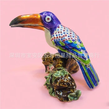 

European Chinese style Metal enamel painted Branches parrot model, home desktop decor decoration ornaments(A603)