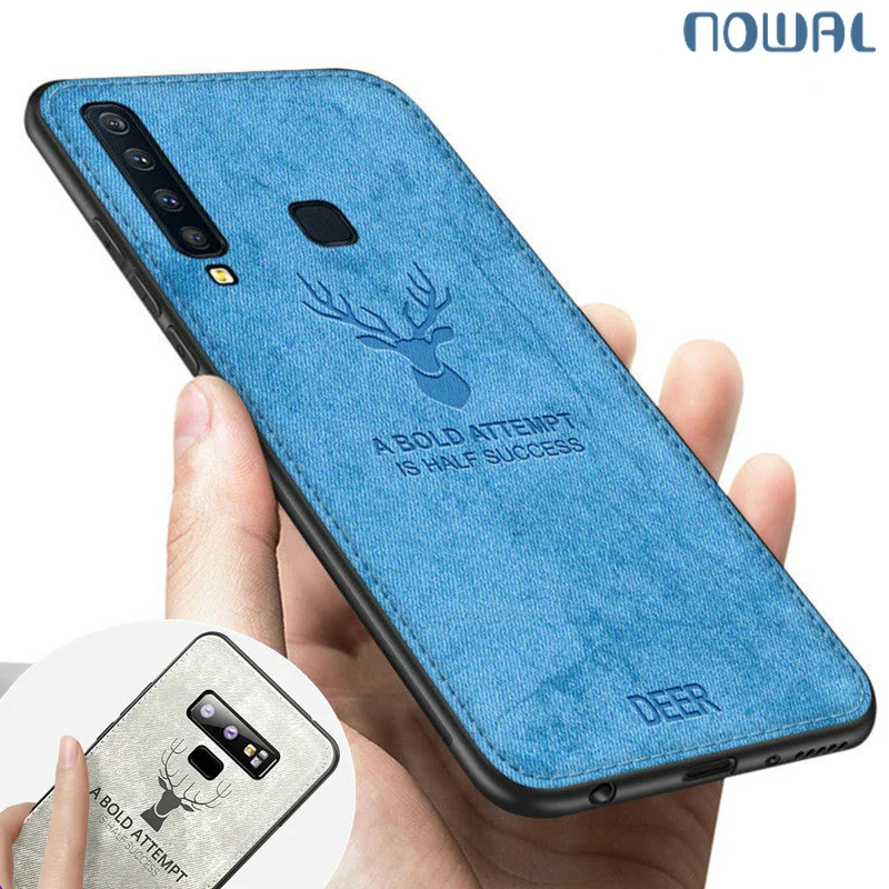 

Case For Samsung A7 A9 2018 A6 A8 Plus Slim Fabric Cloth Texture Deer Pattern Soft Cover For Galaxy Note 9 8 S9 S8 Plus S7 Edge