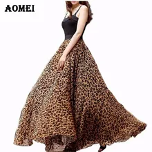 Новая женская леопардовая Свободная юбка с поясом, плиссированные элегантные длинные юбки, Женская юбка Faldas Saia 2XL, юбка длиной до щиколотки, коричневая юбка